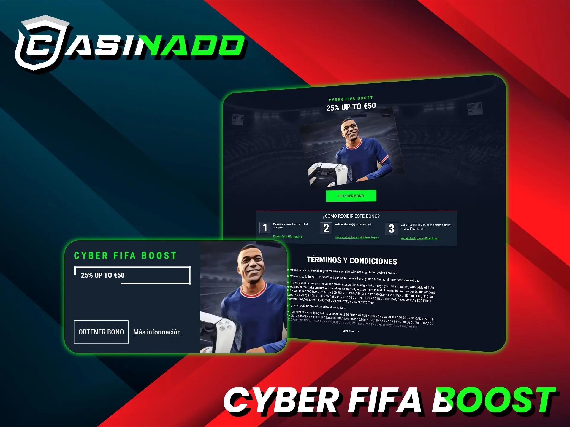 Obtenga apuestas gratuitas para apuestas perdidas de Cyber FIFA en Casinado.