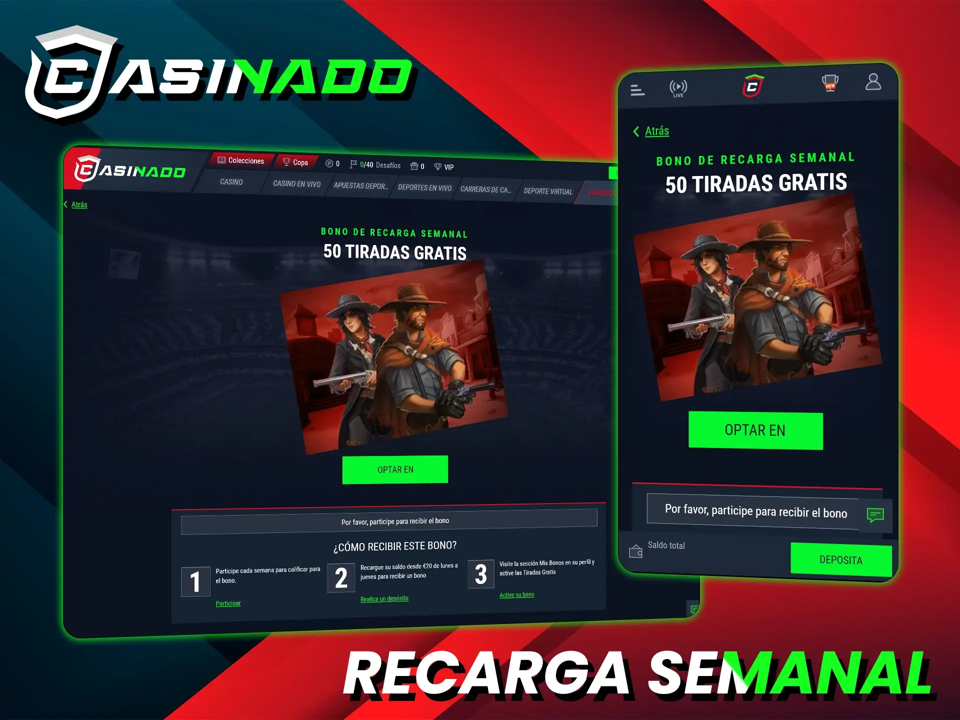 Disfruta de nuevos bonos semanales en la web de Casinado.