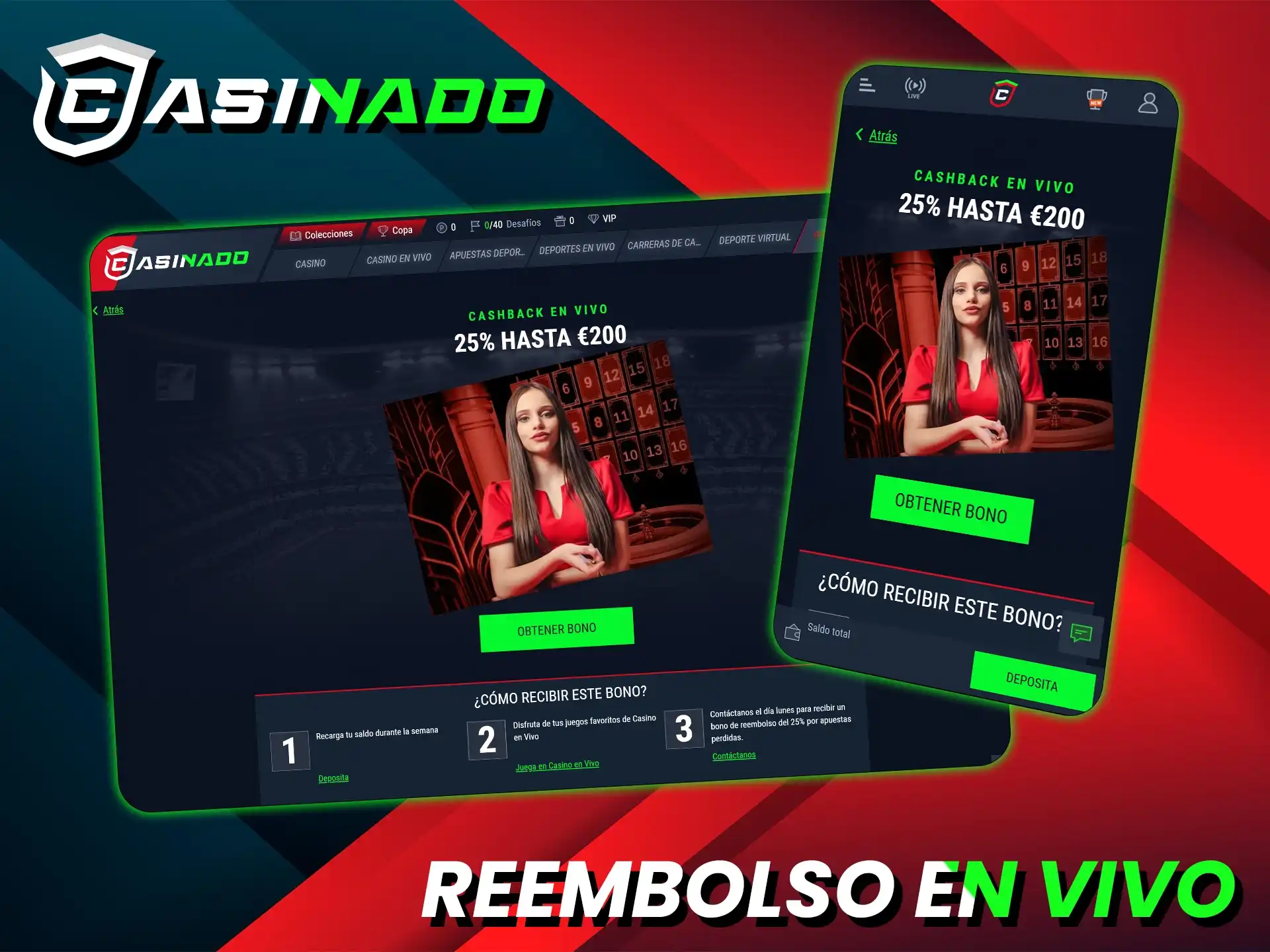 Gane ofertas de cashback en tiempo real en la web de Casinado.