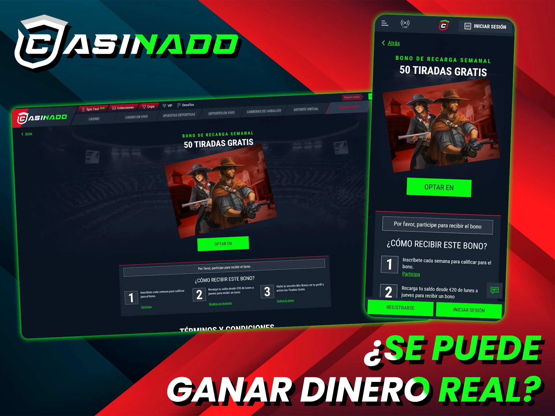 Cumple con los requisitos de apuesta y gana dinero real en Casinado.
