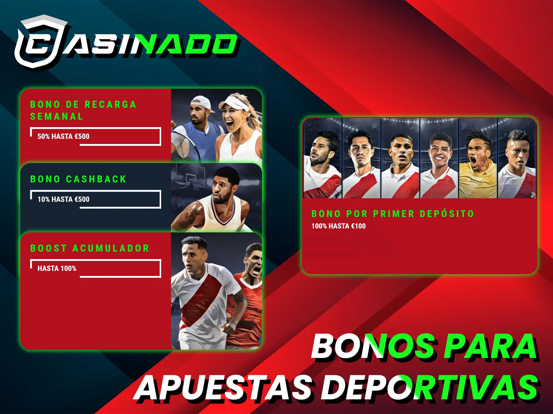 Consiga generosos bonos para realizar apuestas deportivas en Casinado.
