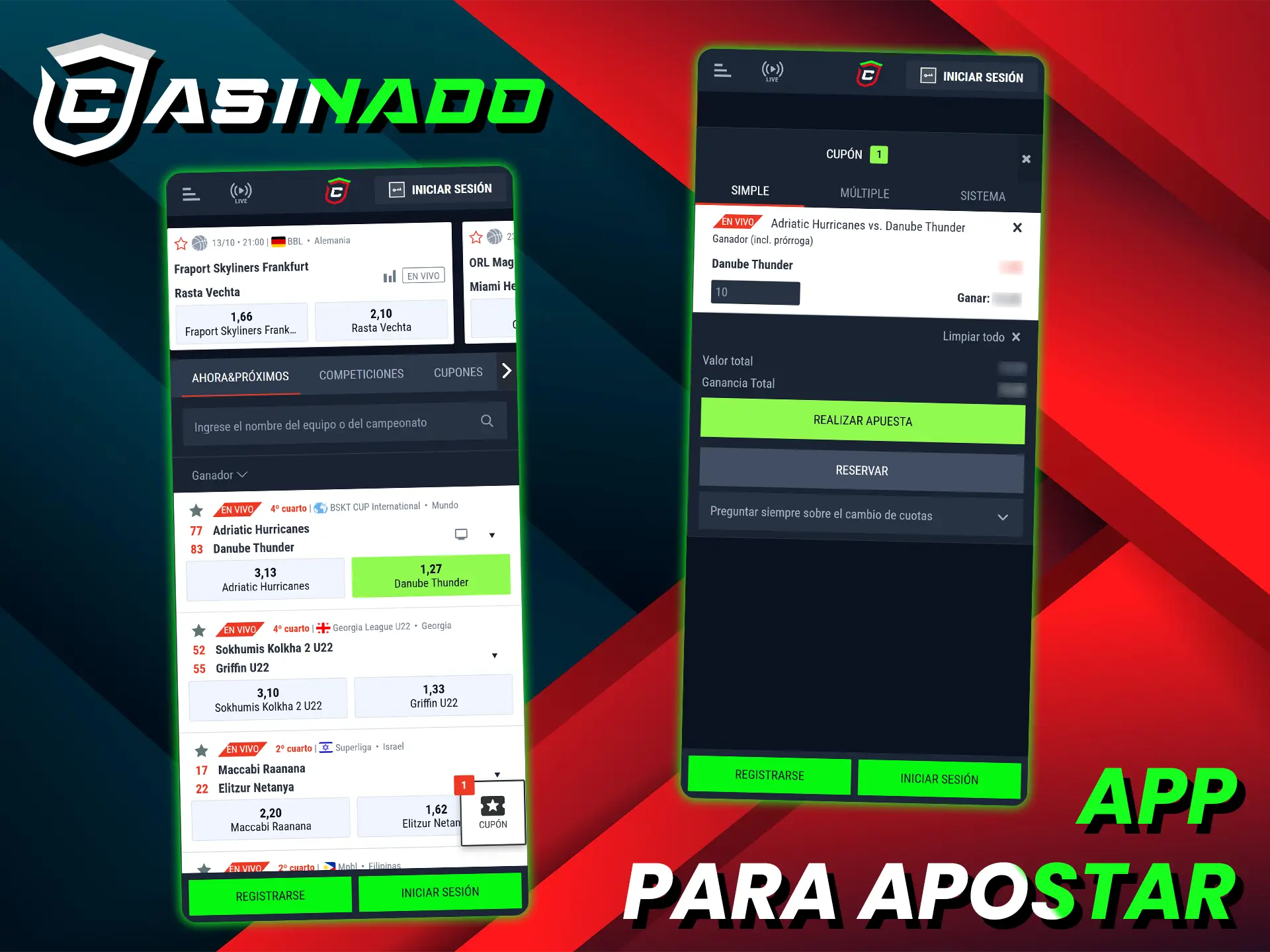 Instala la PWA Casinado y haz apuestas en tiempo real en el baloncesto.