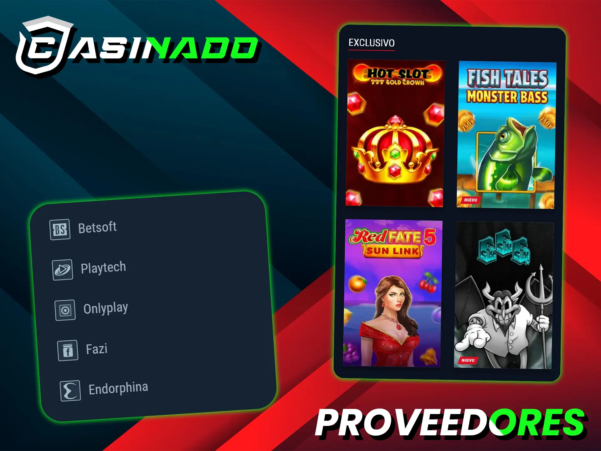 Los juegos exclusivos de Casinado han sido desarrollados por los mejores estudios.