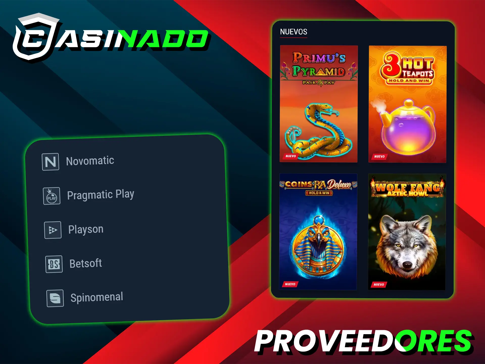 En la categoría Nuevos de Casinado solo se presentan juegos innovadores de los mejores proveedores.