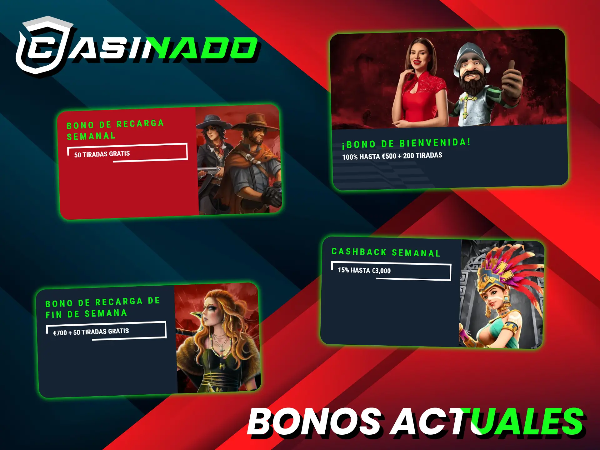 Casinado ofrece a sus jugadores diferentes bonificaciones para ganar más en los nuevos juegos.
