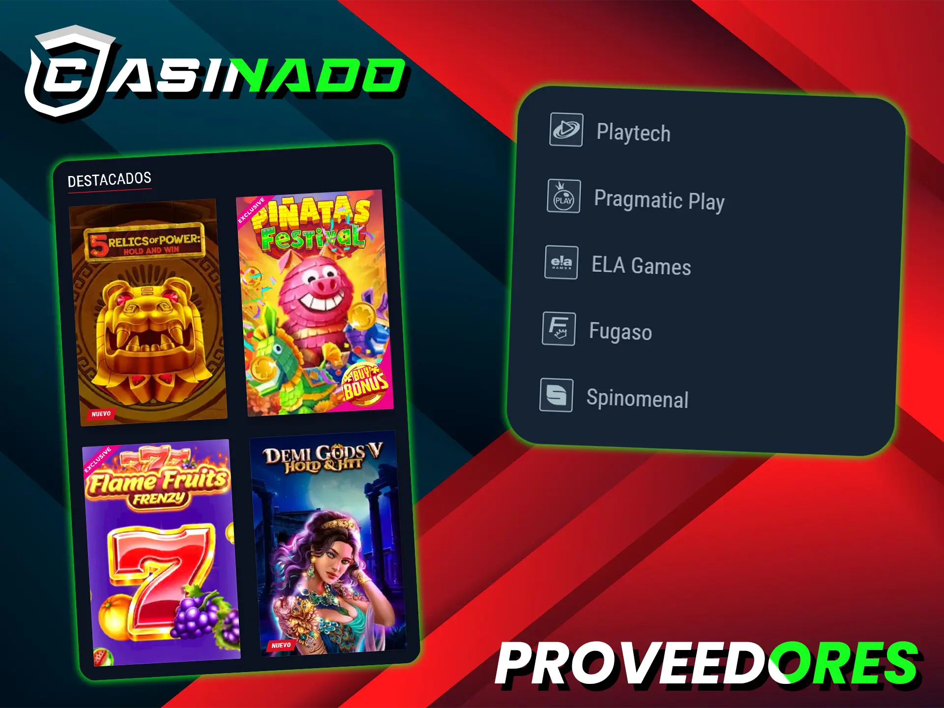 Los juegos de Casinado son seguros e innovadores, ya que han sido desarrollados por los mejores proveedores.