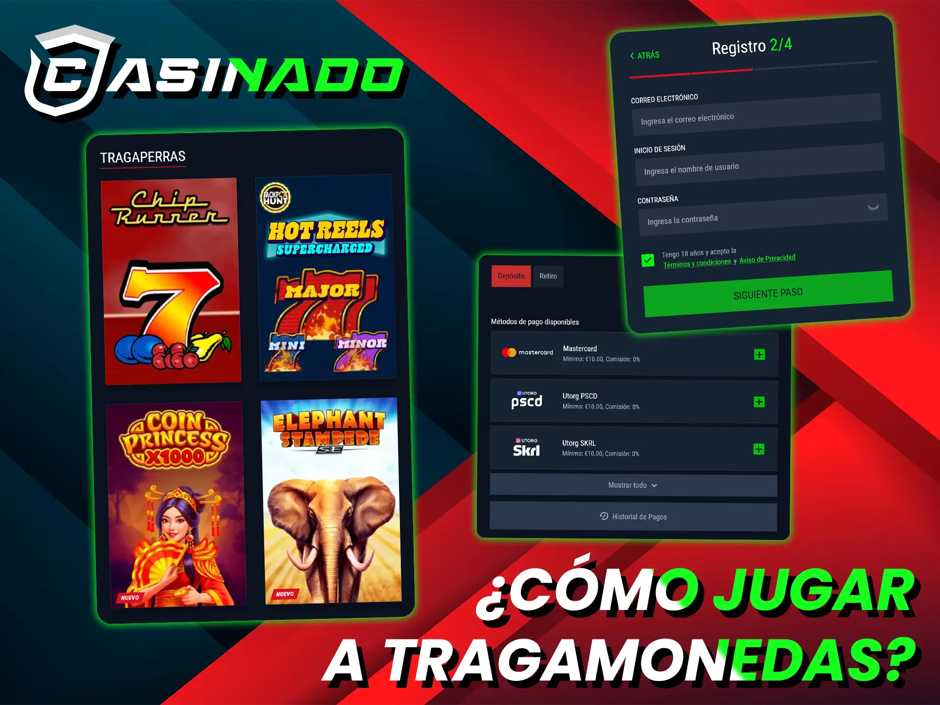 Regístrese, haga un depósito y explore las máquinas tragamonedas de alta calidad en Casinado.