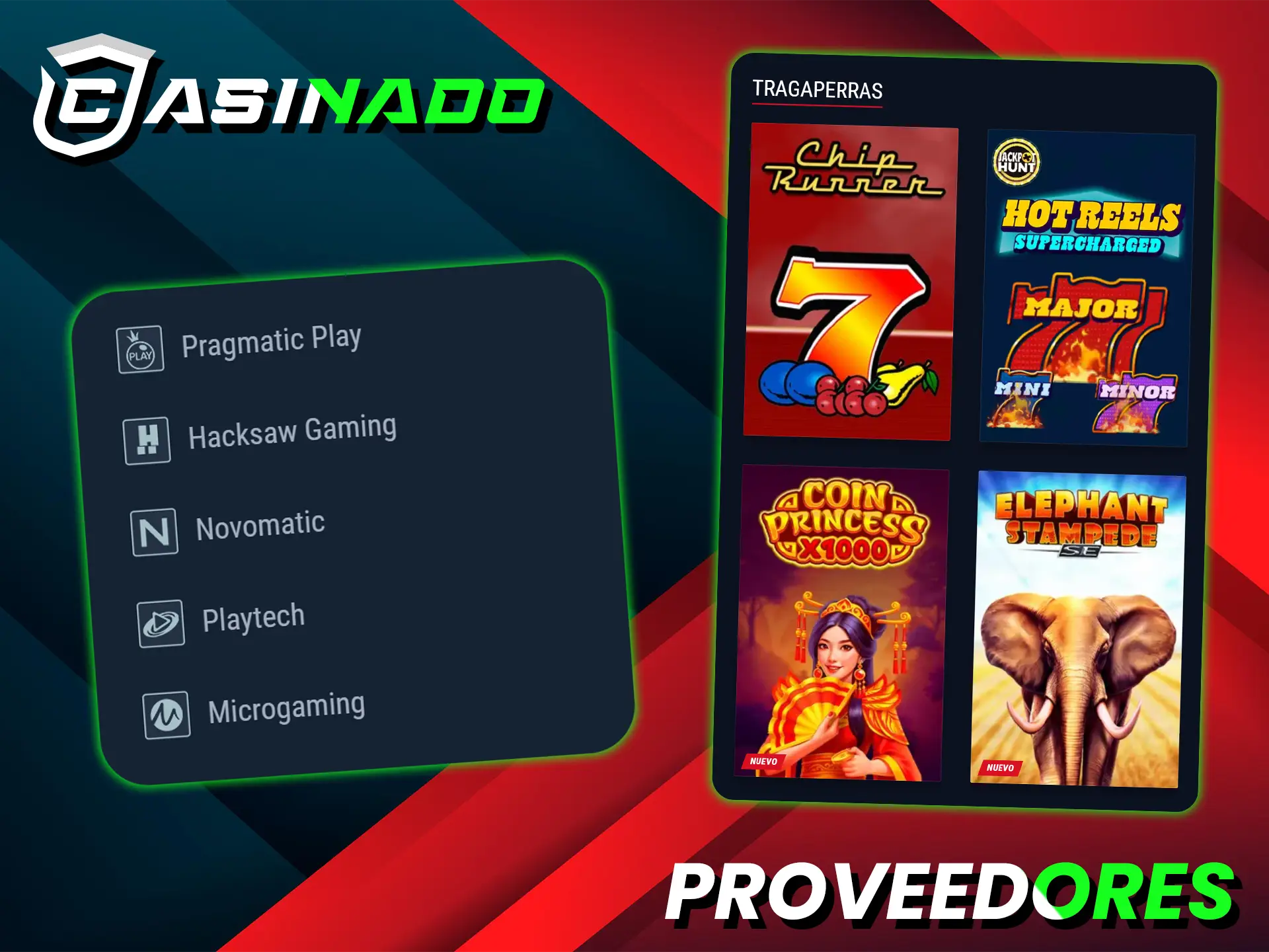 Casinado incluye solo las mejores máquinas tragamonedas de proveedores influyentes.