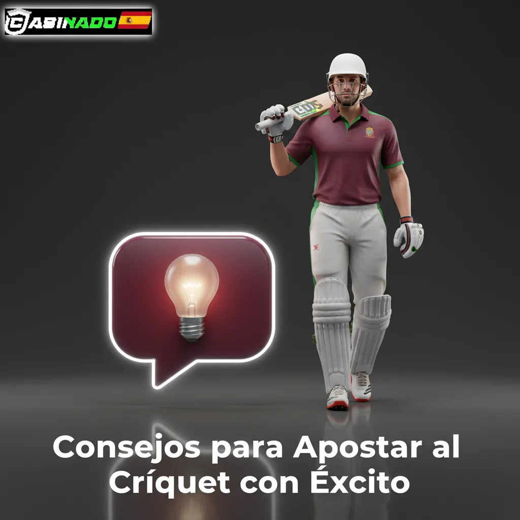 Infografía con consejos de apuestas de críquet: forma del equipo, jugadores, clima y pitch, bankroll y herramientas.