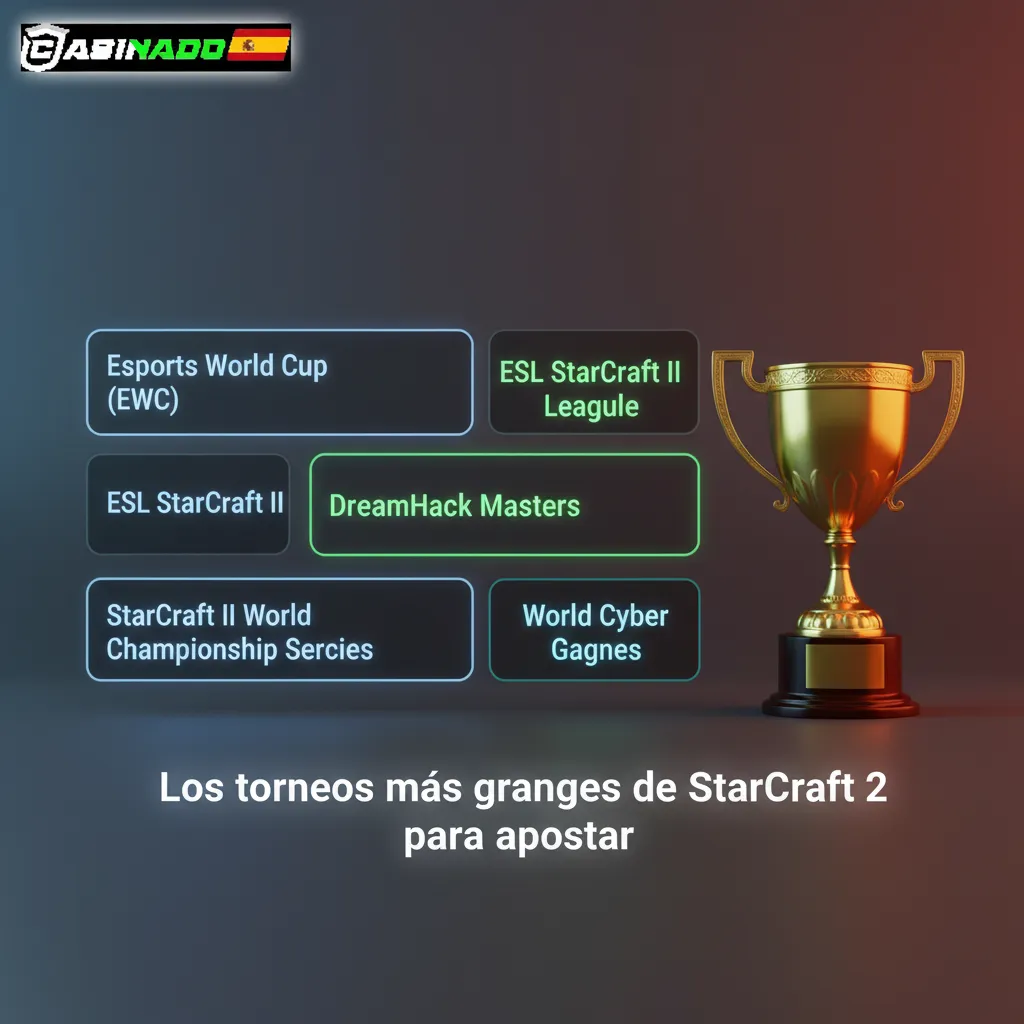 Grandes torneos de StarCraft 2 para apostar: EWC, GSL, ESL Masters, IEM Katowice, TSL, HomeStory Cup, WTL.