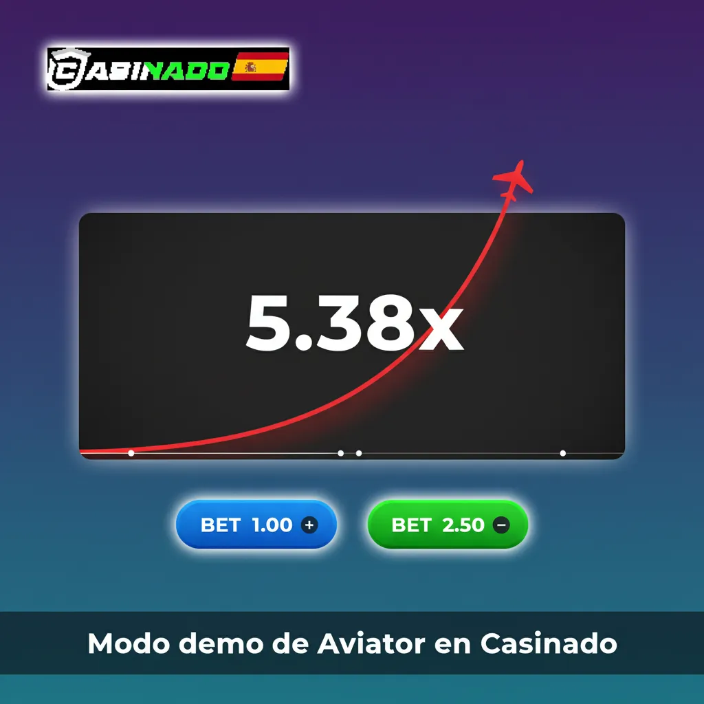 Interfaz del modo demo de Aviator en Casinado con avión rojo, saldo virtual y opciones Auto Apuesta y Auto Cashout.